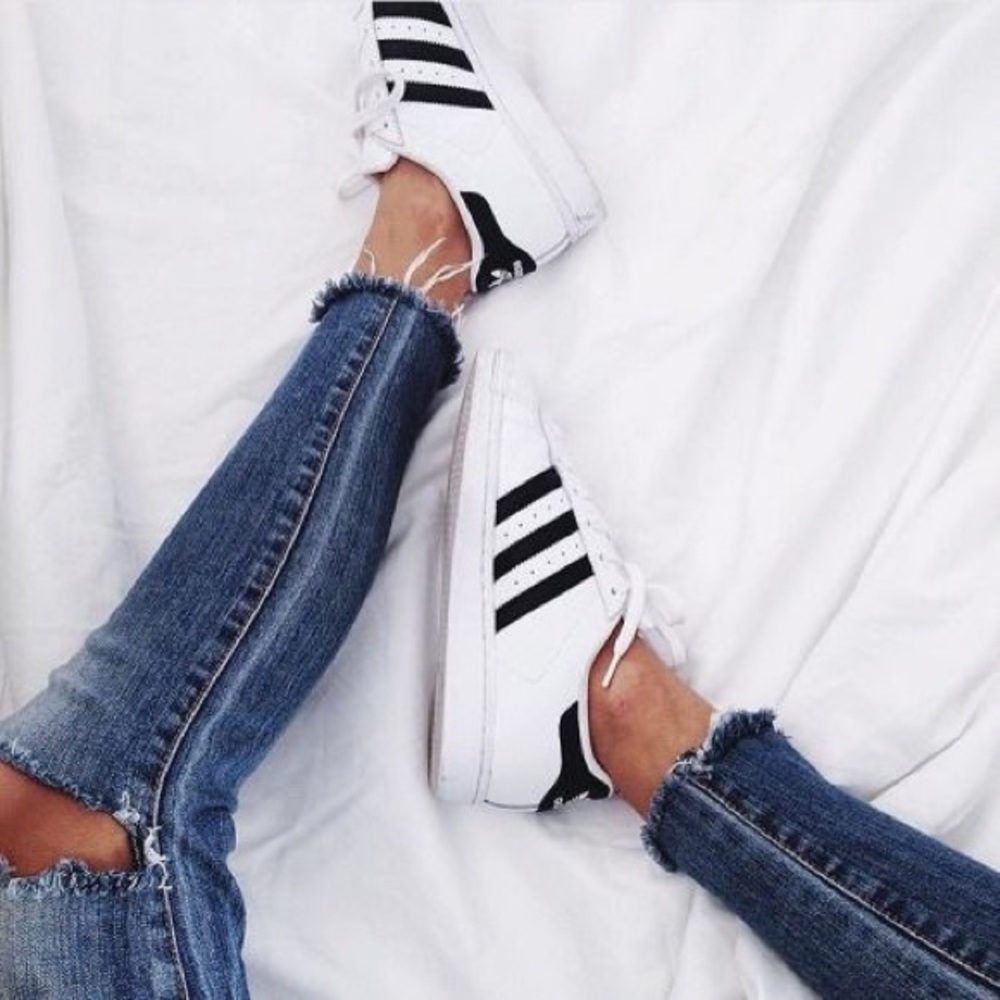 Adidas women’s superstar black and white sneakers